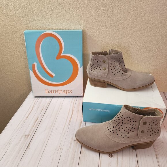 BareTraps Gaige Suede Leather Bootie Cobblestone Taupe 10 W Fall Wardrobe ZipUp - Picture 4 of 8